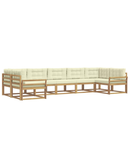 Set di divani da esterno con cuscino 7 pcs Bianco e Crema