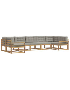 Set di divani da esterno 7 pcs Bianco e Grigio Chiaro 2