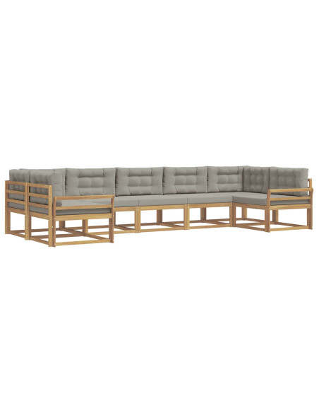 Set di divani da esterno 7 pcs Bianco e Grigio Chiaro