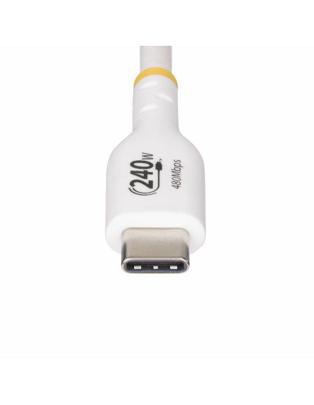 StarTech.com Cavo di ricarica USB-C Bianco da 3m, cavo USB C certificato USB-IF, 240W PD EPR, cavo di ricarica USB 2.0 Tipo-C pe