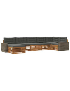 Set di divani da esterno con cuscino 7 pcs Naturale e Antracite 2