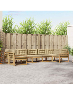 Set di divani da esterno con cuscino 7 pcs Bianco e Beige