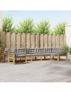 Set di divani da esterno 7 pcs Bianco e Grigio Chiaro