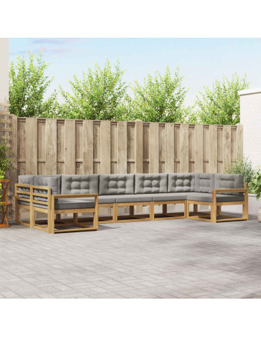 Set di divani da esterno 7 pcs Bianco e Grigio Chiaro