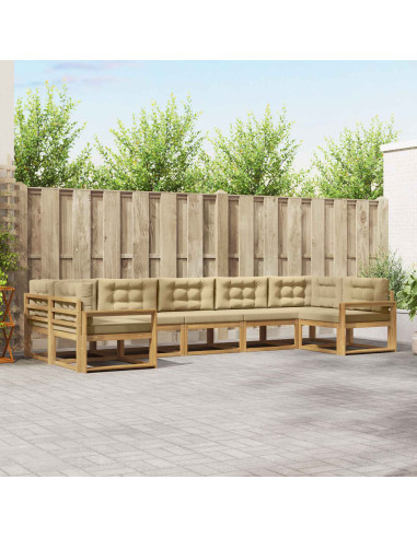 Set di divani da esterno con cuscino 7 pcs Bianco e Beige
