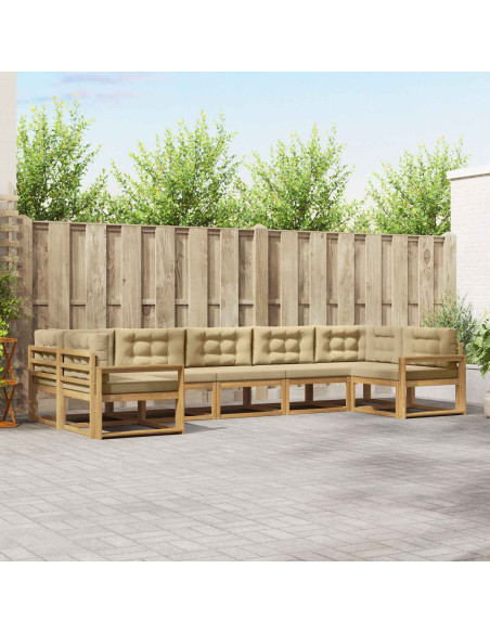 Set di divani da esterno con cuscino 7 pcs Bianco e Beige