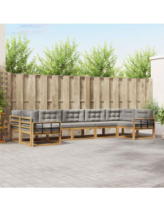 Set di divani da esterno 7 pcs Bianco e Grigio Chiaro