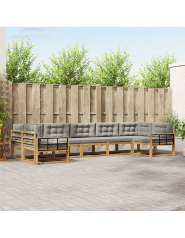Set di divani da esterno 7 pcs Bianco e Grigio Chiaro