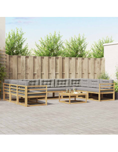 Set di divani da esterno 10 pcs Bianco e Grigio Chiaro