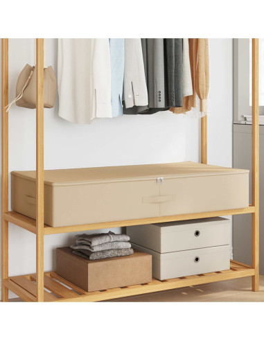 Scatola di Stoccaggio Crema 90 x 48 x 15 cm Tessuto non tessuto