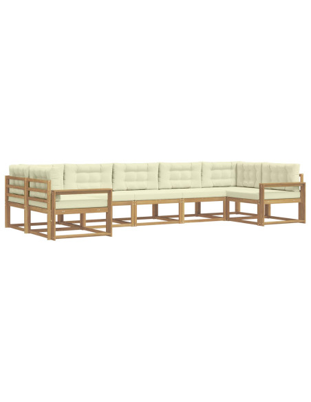 Set di divani da esterno con cuscino 7 pcs Bianco e Crema