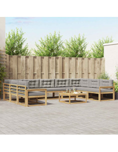 Set di divani da esterno 10 pcs Bianco e Grigio Chiaro