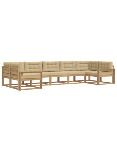 Set di divani da esterno con cuscino 7 pcs Bianco e Beige 2