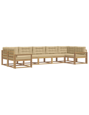 Set di divani da esterno con cuscino 7 pcs Bianco e Beige