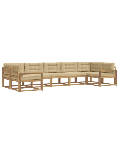 Set di divani da esterno con cuscino 7 pcs Bianco e Beige