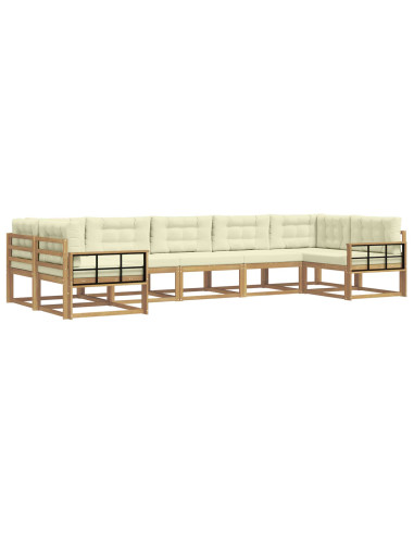 Set di divani da esterno con cuscino 7 pcs Bianco e Crema