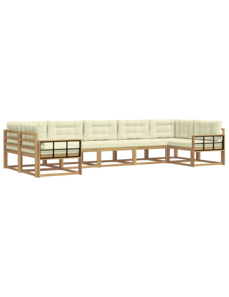 Set di divani da esterno con cuscino 7 pcs Bianco e Crema