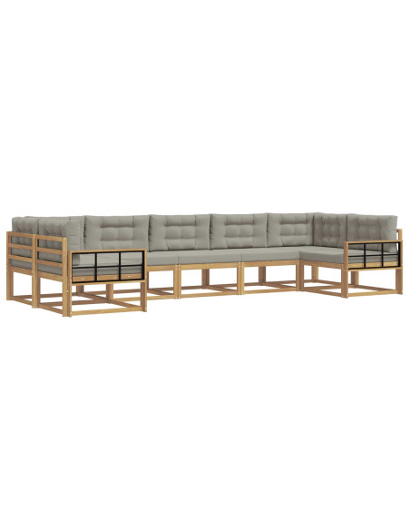 Set di divani da esterno 7 pcs Bianco e Grigio Chiaro
