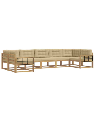Set di divani da esterno con cuscino 7 pcs Bianco e Beige