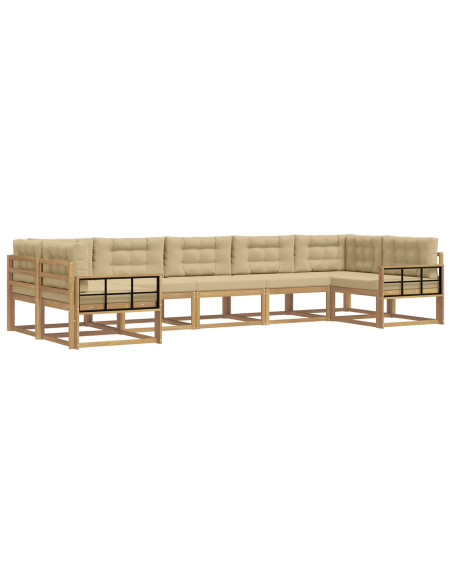 Set di divani da esterno con cuscino 7 pcs Bianco e Beige