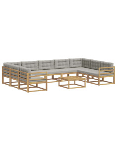 Set di divani da esterno 10 pcs Bianco e Grigio Chiaro 2