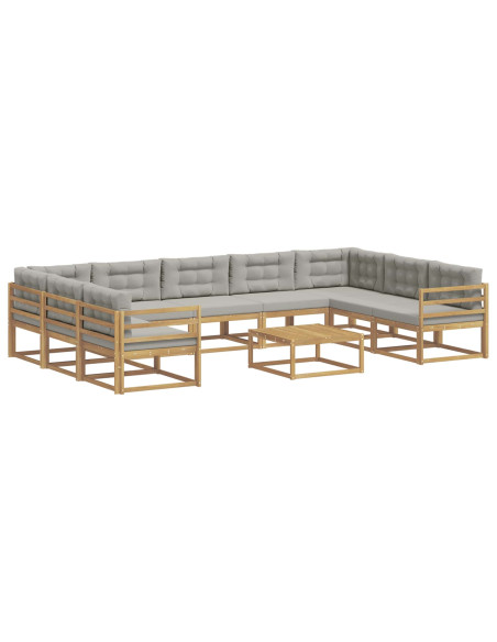 Set di divani da esterno 10 pcs Bianco e Grigio Chiaro