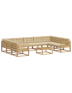 Set di divani da esterno con cuscino 10 pcs Bianco e Beige 2