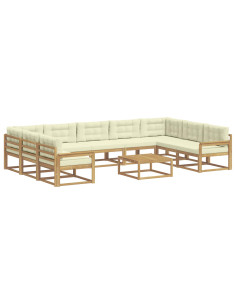 Set di divani da esterno con cuscino 10 pcs Bianco e Crema 2