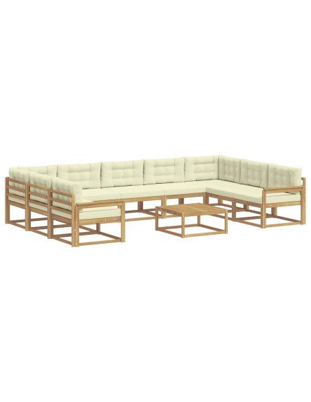 Set di divani da esterno con cuscino 10 pcs Bianco e Crema