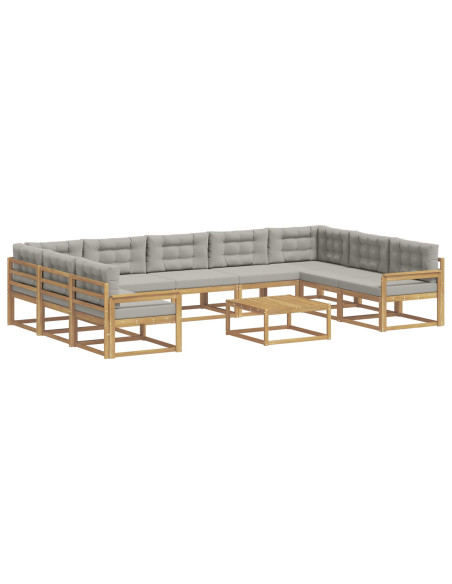 Set di divani da esterno 10 pcs Bianco e Grigio Chiaro