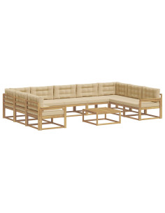 Set di divani da esterno con cuscino 10 pcs Bianco e Beige 2