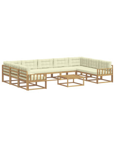 Set di divani da esterno con cuscino 10 pcs Bianco e Crema 2