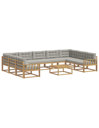 Set di divani da esterno 10 pcs Bianco e Grigio Chiaro