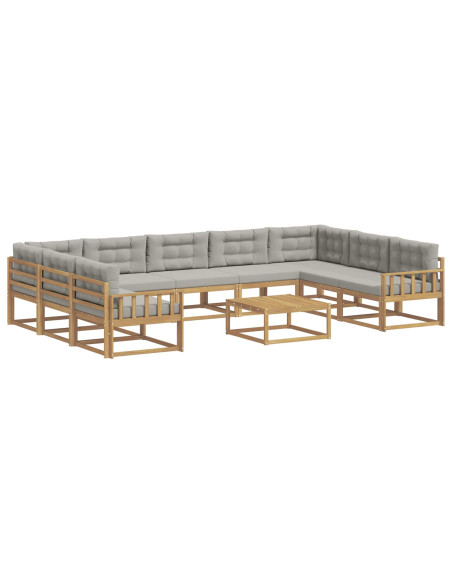 Set di divani da esterno 10 pcs Bianco e Grigio Chiaro