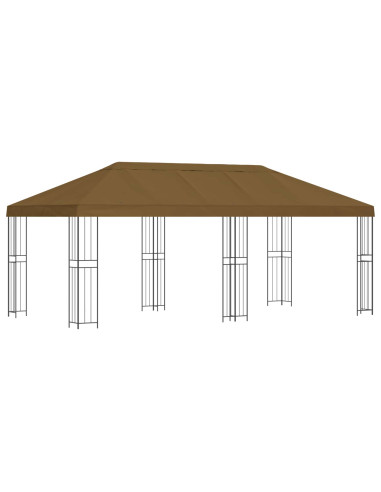Gazebo con pareti laterali 6 x 3 m Tortora Poliestere e Acciaio