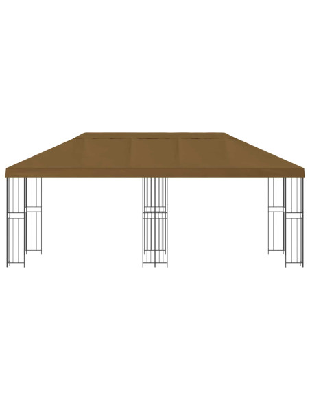 Gazebo con pareti laterali 6 x 3 m Tortora Poliestere e Acciaio