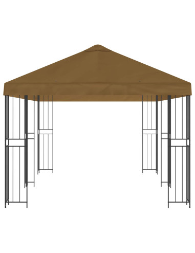 Gazebo con pareti laterali 6 x 3 m Tortora Poliestere e Acciaio