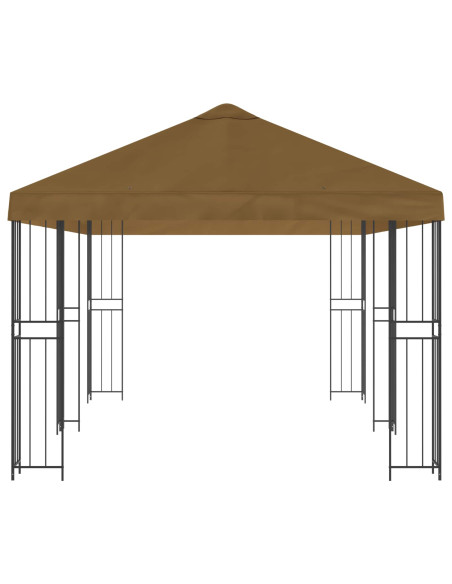 Gazebo con pareti laterali 6 x 3 m Tortora Poliestere e Acciaio