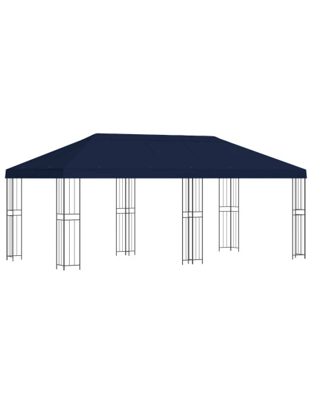 Gazebo con pareti laterali 6 x 3 m Blu Poliestere e Acciaio 190