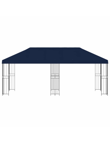 Gazebo con pareti laterali 6 x 3 m Blu Poliestere e Acciaio 190