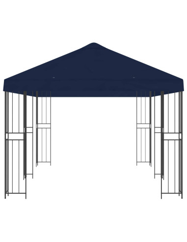 Gazebo con pareti laterali 6 x 3 m Blu Poliestere e Acciaio 190