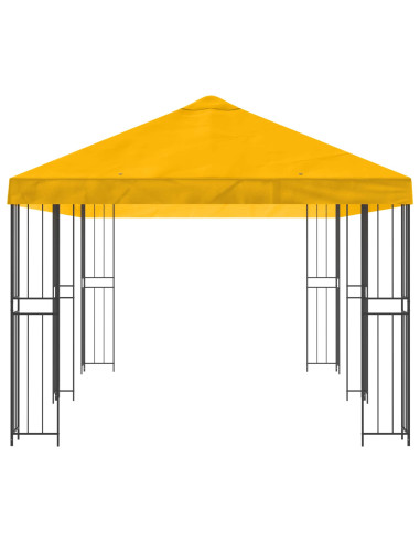 Gazebo con pareti laterali 6 x 3 m Giallo Poliestere e Acciaio