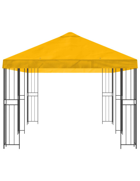 Gazebo con pareti laterali 6 x 3 m Giallo Poliestere e Acciaio