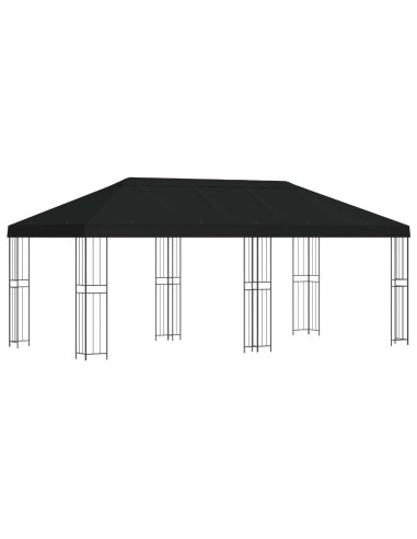 Gazebo con pareti laterali 6 x 3 m Nero Poliestere e Acciaio