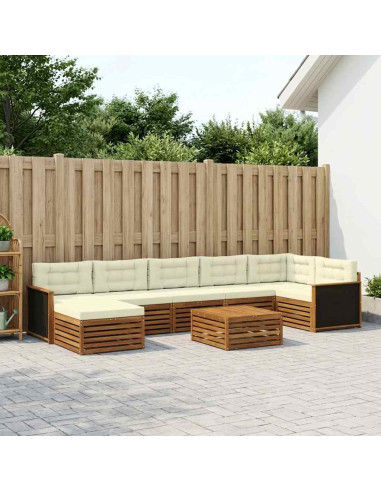 Set di divani da esterno con cuscino 8 pcs Naturale e Crema