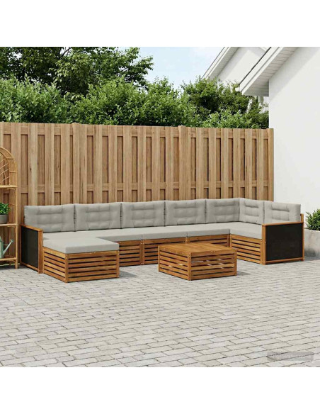 Set di divani da esterno 8 pcs Naturale e Grigio Chiaro