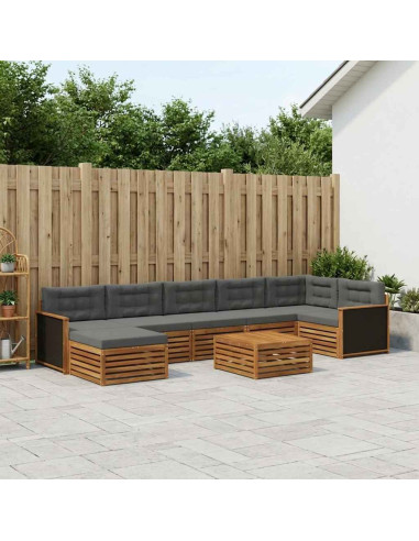 Set di divani da esterno con cuscino 8 pcs Naturale e Antracite