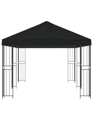 Gazebo con pareti laterali 6 x 3 m Nero Poliestere e Acciaio