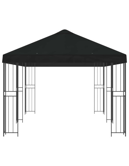 Gazebo con pareti laterali 6 x 3 m Nero Poliestere e Acciaio