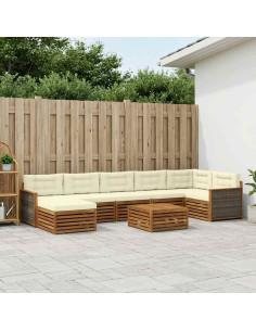 Set di divani da esterno con cuscino 8 pcs Naturale e Crema